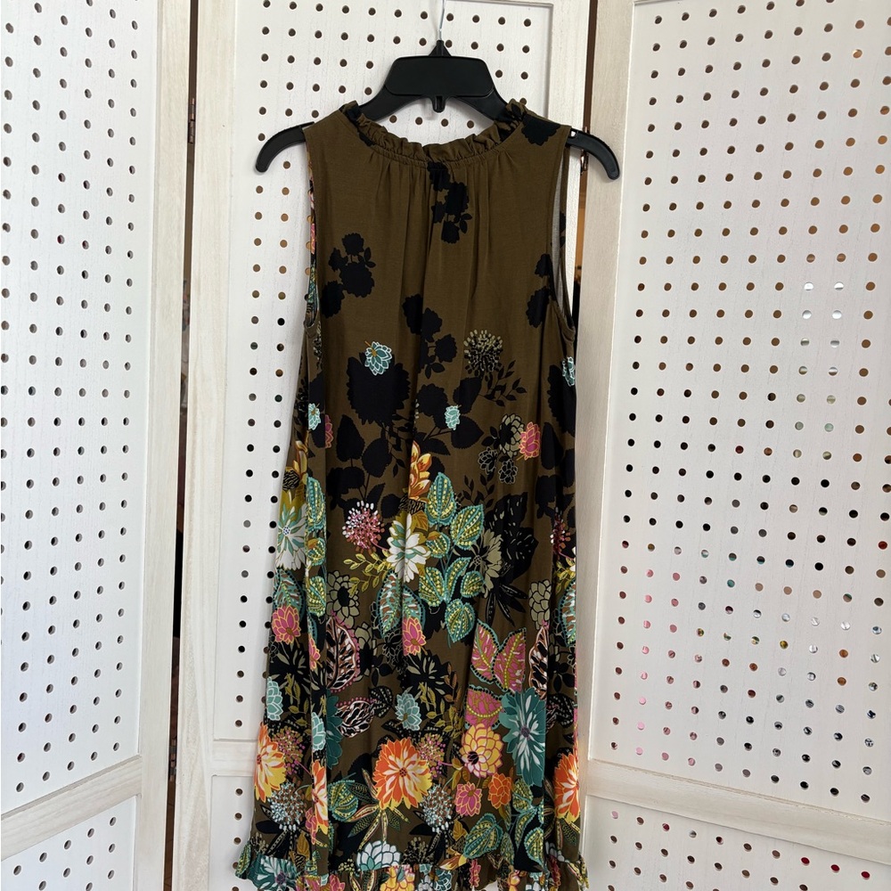 LOFT Olive Floral Sleeveless Maxi Dress